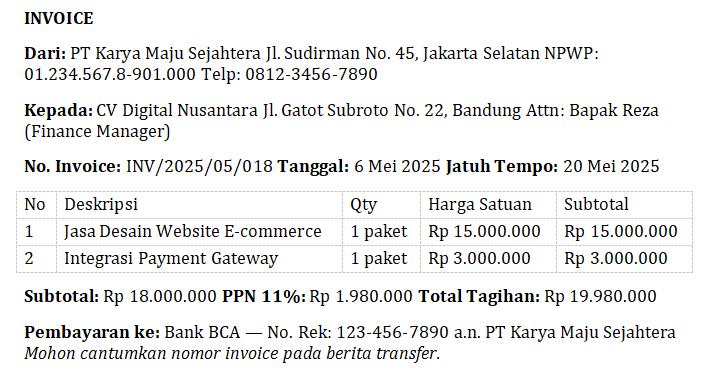 Contoh Invoice