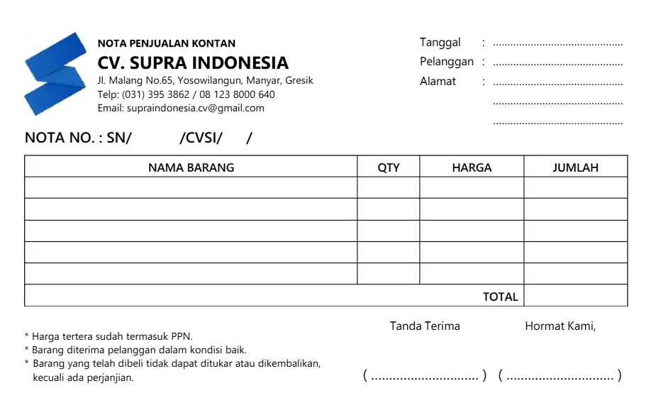 Contoh Nota Penjualan