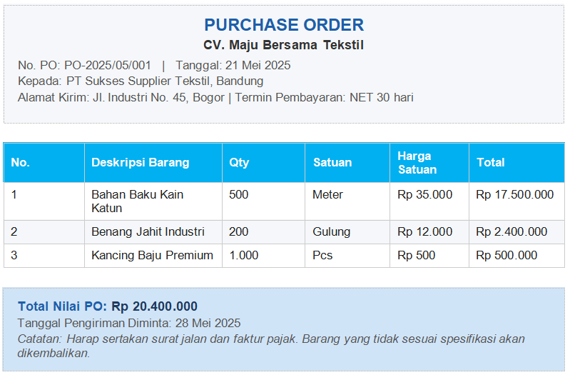 Contoh Purchase Order